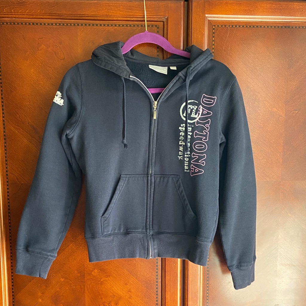 Daytona International Speedway ZipUp Hoodie  Navy Graphic Hooded Sweatshirt